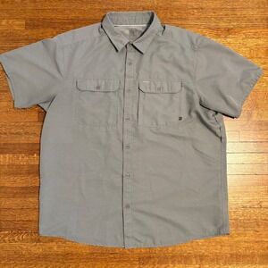 Mountain Hardwear Mens 2XL Gray Short Sleeve Button Up Hiking Shirt‎